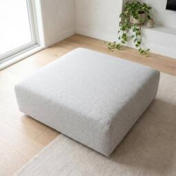 Abakus Direct Tokyo Footstool Brushed Tweed Fabric in Light Grey - thumbnail 4