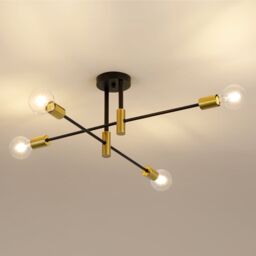 Pheashine Modern black & gold Ceiling Light, Semi-Flush E27 Fixture, No Bulb - thumbnail 4
