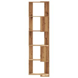 Berkfield Home Corner Bookcase 5-Tier Artisian Oak 50x50x179 cm Engineered Wood in Brown - Size: 50 x 50 x 179 cm - thumbnail 4
