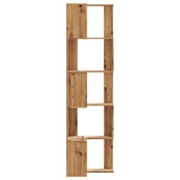 Berkfield Home Corner Bookcase 5-Tier Artisian Oak 50x50x179 cm Engineered Wood in Brown - Size: 50 x 50 x 179 cm - thumbnail 5