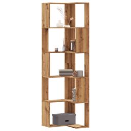 Berkfield Home Corner Bookcase 5-Tier Artisian Oak 50x50x179 cm Engineered Wood in Brown - Size: 50 x 50 x 179 cm