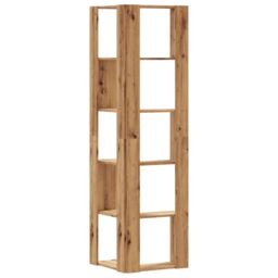 Berkfield Home Corner Bookcase 5-Tier Artisian Oak 50x50x179 cm Engineered Wood in Brown - Size: 50 x 50 x 179 cm - thumbnail 6