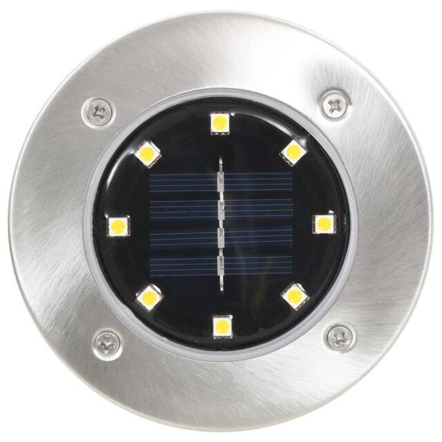 Berkfield Home Solar Ground Lights 8 pcs LED Lights Warm White in Silver - image 1