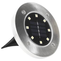 Berkfield Home Solar Ground Lights 8 pcs LED Lights Warm White in Silver - thumbnail 4
