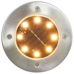 Berkfield Home Solar Ground Lights 8 pcs LED Lights Warm White in Silver - thumbnail 3