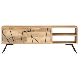 Berkfield Home TV Cabinet 110x30x40 cm Solid Mango Wood in Beige - Size: 110 x 30 x 40 cm - thumbnail 2
