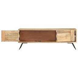Berkfield Home TV Cabinet 110x30x40 cm Solid Mango Wood in Beige - Size: 110 x 30 x 40 cm - thumbnail 5
