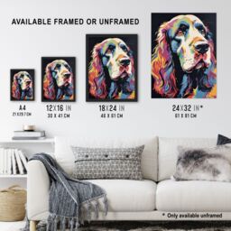 "Artery8 Wall Art Print English Cocker Spaniel Head Colourful Painting Cute Dog Portrait Poster - Size: W18"" x H24""" - thumbnail 3