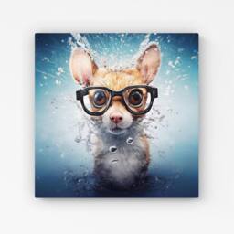 "Warren Reed - Designer Splashart Doormouse With Glasses Canvas in Blue - Size: W30"" x H30""" - thumbnail 1
