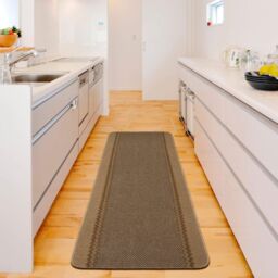 THE RUGS Washable Designer Rugs & Mats Lined Bordered Design in Beige - 116B - Size: 67 cm x 180 cm - thumbnail 3