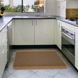 THE RUGS Washable Designer Rugs & Mats Lined Bordered Design in Beige - 116B - Size: 67 cm x 180 cm - thumbnail 6