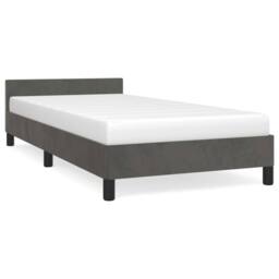 Berkfield Home Bed Frame with Headboard Dark Grey 90x190cm Single Velvet - thumbnail 2