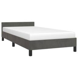 Berkfield Home Bed Frame with Headboard Dark Grey 90x190cm Single Velvet - thumbnail 3