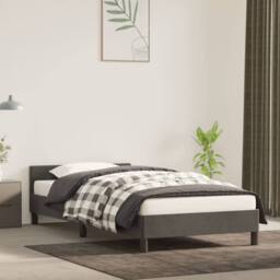 Berkfield Home Bed Frame with Headboard Dark Grey 90x190cm Single Velvet - thumbnail 1