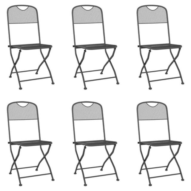 Berkfield Home Beautiful 7 Piece Garden Dining Set Anthracite Metal Mesh in Black - image 1