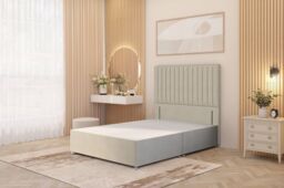 "Somnior Eleanor Tweed 2 Drawer Divan Bed Set with Pillowtop & 54"" Headboard in Natural - Size: King" - thumbnail 4