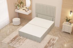 "Somnior Eleanor Tweed 2 Drawer Divan Bed Set with Pillowtop & 54"" Headboard in Natural - Size: King" - thumbnail 5