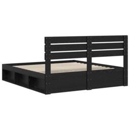 Berkfield Home Bed Frame with Headboard Black 200 x 200 cm Solid Pine Wood - thumbnail 9