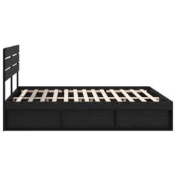 Berkfield Home Bed Frame with Headboard Black 200 x 200 cm Solid Pine Wood - thumbnail 8
