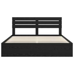 Berkfield Home Bed Frame with Headboard Black 200 x 200 cm Solid Pine Wood - thumbnail 7