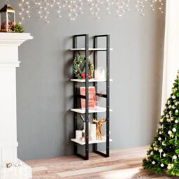 Berkfield Home 4-Tier Book Cabinet White 40x30x140 cm Solid Pine Wood - Size: 40 x 30 x 140 cm - thumbnail 1