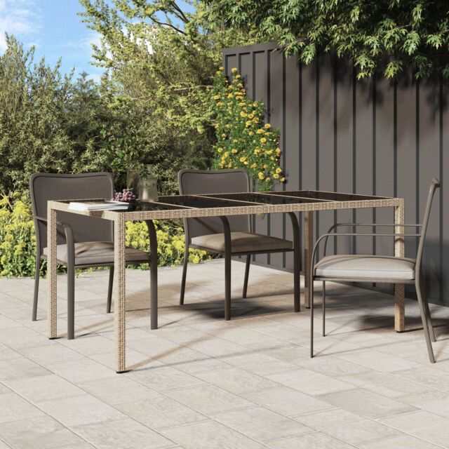 Berkfield Home Garden Dining Table Beige 190x90x75 cm Poly Rattan - Size: 190 x 90 x 75 cm - image 1