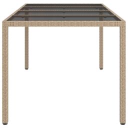 Berkfield Home Garden Dining Table Beige 190x90x75 cm Poly Rattan - Size: 190 x 90 x 75 cm - thumbnail 4