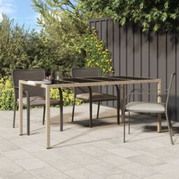 Berkfield Home Garden Dining Table Beige 190x90x75 cm Poly Rattan - Size: 190 x 90 x 75 cm - thumbnail 1