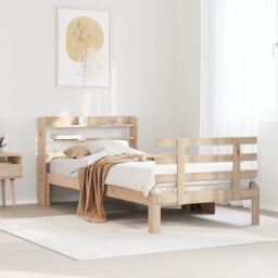 Berkfield Home Bed Frame with Headboard without Mattress 90x200 cm in Brown - thumbnail 1