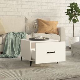 Berkfield Home Coffee Table with Metal Legs 2 pcs White 50x50x40 cm - Size: 50 x 50 x 40 cm - thumbnail 3