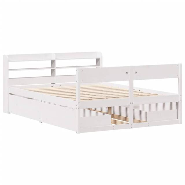 Berkfield Home Full Bed Frame without Mattress White 140x200 cm Solid Wood Pine - image 1