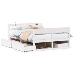 Berkfield Home Full Bed Frame without Mattress White 140x200 cm Solid Wood Pine - thumbnail 3
