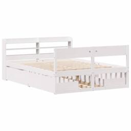 Berkfield Home Full Bed Frame without Mattress White 140x200 cm Solid Wood Pine - thumbnail 1