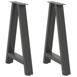 Berkfield Home Coffee Table Legs A-Shaped 2 pcs Anthracite¬†50x(72-73) cm Steel in Black - thumbnail 1