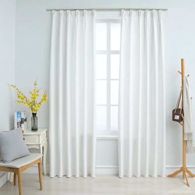 Berkfield Home Blackout Curtains with Hooks 2 pcs Off-White 140x245 cm in White - image 1