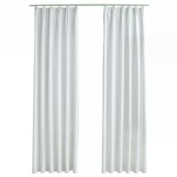 Berkfield Home Blackout Curtains with Hooks 2 pcs Off-White 140x245 cm in White - thumbnail 2