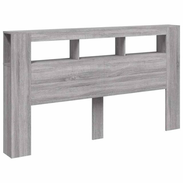 Berkfield Home LED Headboard Grey Sonoma 180x18.5x103.5 cm Engineered Wood - image 1