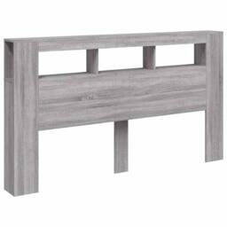 Berkfield Home LED Headboard Grey Sonoma 180x18.5x103.5 cm Engineered Wood - thumbnail 1