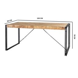 IH Design Franciscan Upcycled Industrial Vintage Mintis Medium Dining Table in Brown - thumbnail 4
