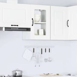 Berkfield Home Kitchen Wall Cabinet with Glass Door Kalmar White Engineered Wood - thumbnail 2