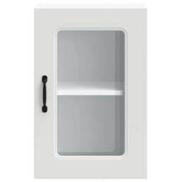 Berkfield Home Kitchen Wall Cabinet with Glass Door Kalmar White Engineered Wood - thumbnail 6