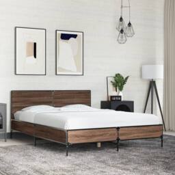 Berkfield Home Durable Bed Frame without Mattress Brown Oak 120x200 cm - Size: Small Double - thumbnail 2