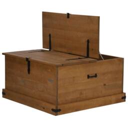 Berkfield Home Storage Chest HALDEN 91x91x47 cm Solid Wood Pine in Brown - Size: 91 x 91 x 47 cm - thumbnail 5