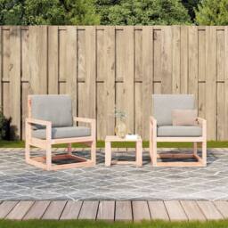 Berkfield Home 3 Piece Garden Lounge Set Solid Wood Douglas in Light Brown - thumbnail 3
