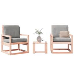 Berkfield Home 3 Piece Garden Lounge Set Solid Wood Douglas in Light Brown - thumbnail 2