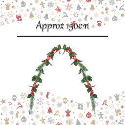 VFM e-Store Christmas Red Berry Pine Holly Garland Decoration X 1 150cm Red, Green - thumbnail 2
