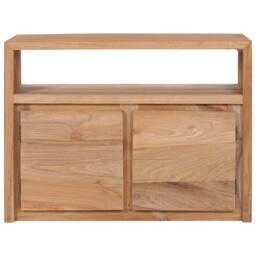 Berkfield Home Sideboard 80x30x60 cm Solid Teak Wood in Brown - Size: 80 x 30 x 60 cm - thumbnail 3