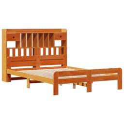 Berkfield Home Decorative Bookcase Bed without Mattress Wax Brown 160x200cm Soli - Size: 160x200 cm - thumbnail 1