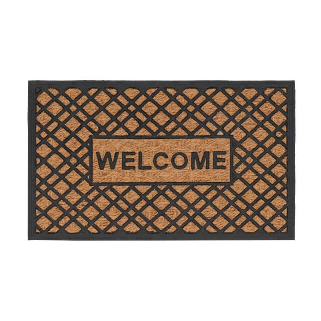 Kukoon Front Door Mat Natural Coir Dirt Catching Rug - Welcome in Beige - Size: 45 cm x 70 cm - image 1