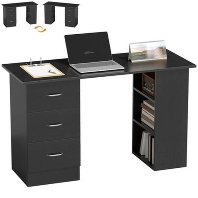 NESTLUNE 120cm PC Table Workstation Computer Desk in Black - Size: 100 cm x 15 cm - image 1